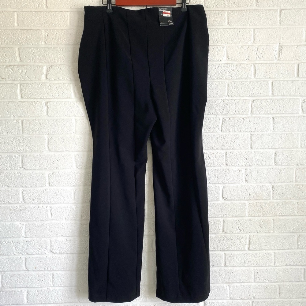 INC Pants Flare Leg 16 International Concepts High Rise Black Pull-on New NWT